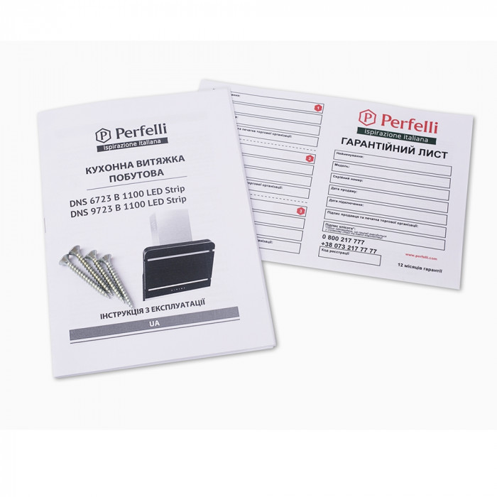 Витяжка декоративна похила PERFELLI DNS 9723 B 1100 BL LED Strip