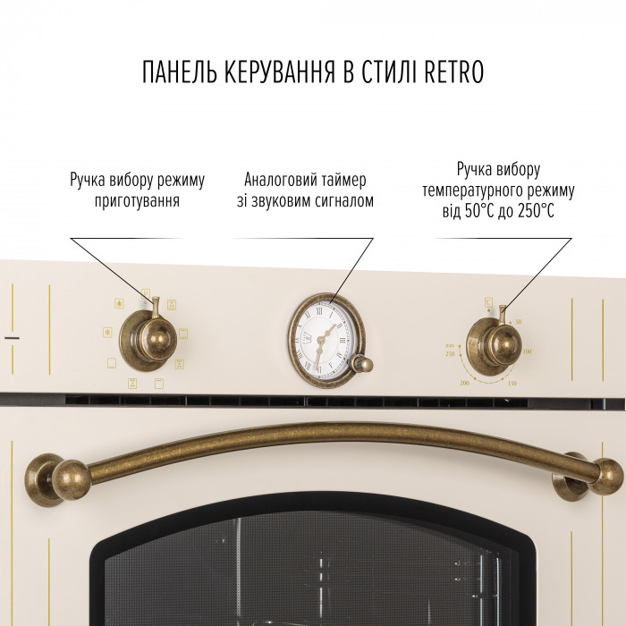 Духова шафа електрична PERFELLI RETRO 6A8N BEIGE