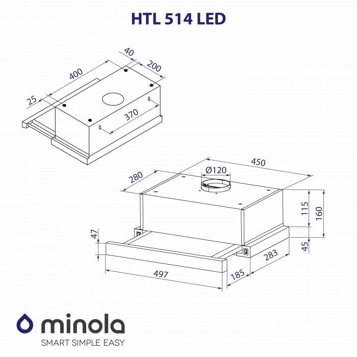 Витяжка телескопічна MINOLA HTL 514 BL LED