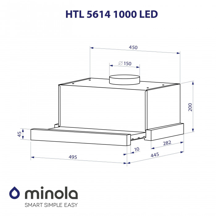 Витяжка телескопічна MINOLA HTL 5614 BLF 1000 LED