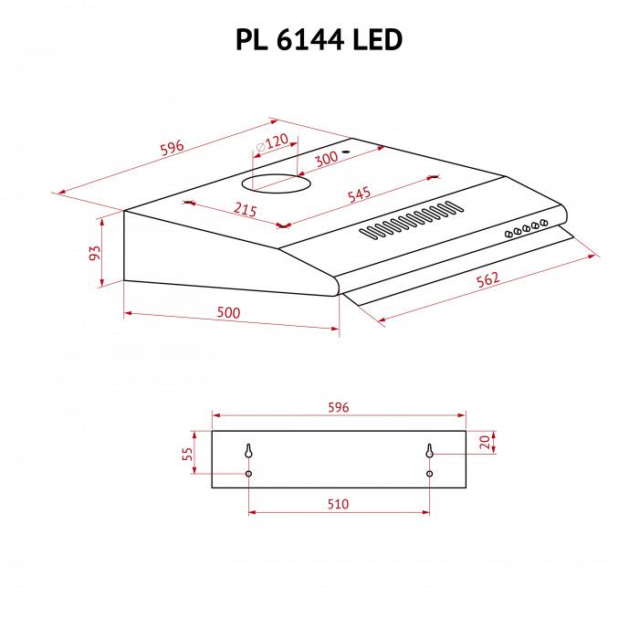 Витяжка плоска PERFELLI PL 6144 BL LED