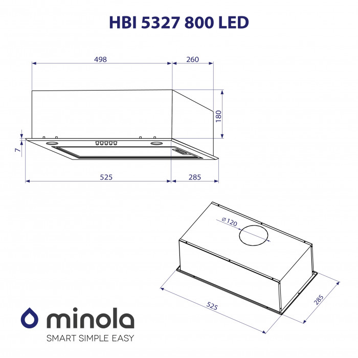 Витяжка повновбудована MINOLA HBI 5327 IV 800 LED