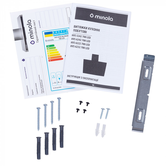 Витяжка декоративна похила MINOLA HVS 6222 BL/INOX 700 LED