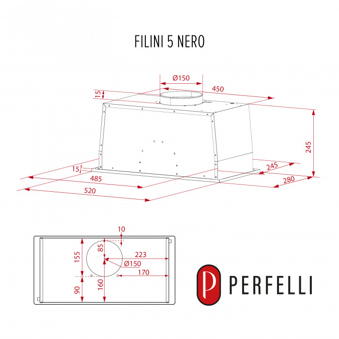 Витяжка повновбудована PERFELLI DESIGN FILINI 5 NERO