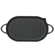 Чавунна овальна сковорода гриль PERFELLI 5690 33х20 см.
